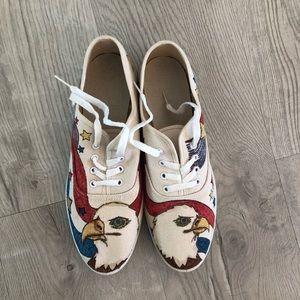 Vintage 1991 Hand Painted American Eagle Sneakers